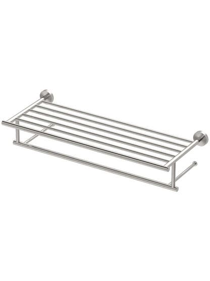 Glam Spa-Style Towel Rack in Satin Nickel.